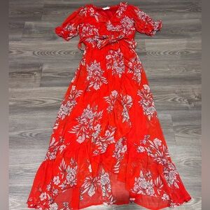 LC Lauren Conrad Red and White Wrap Sundress